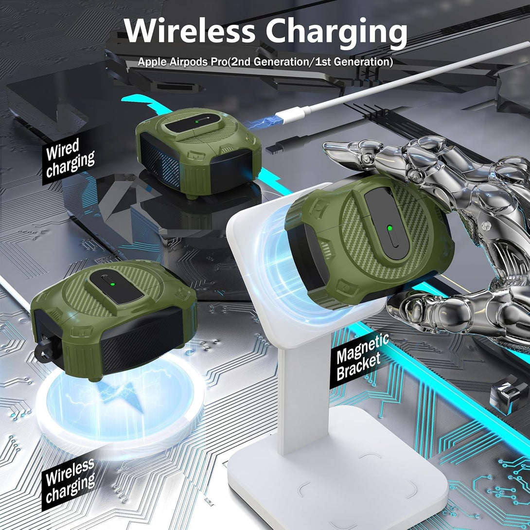 RFUNGUANGO for Airpods Pro 2Nd Generation Protective Case, 2024 New Space-Themed Protective Case. Compatible with Airpods Pro 1/2 And, Works with Magsafe. [Greener]