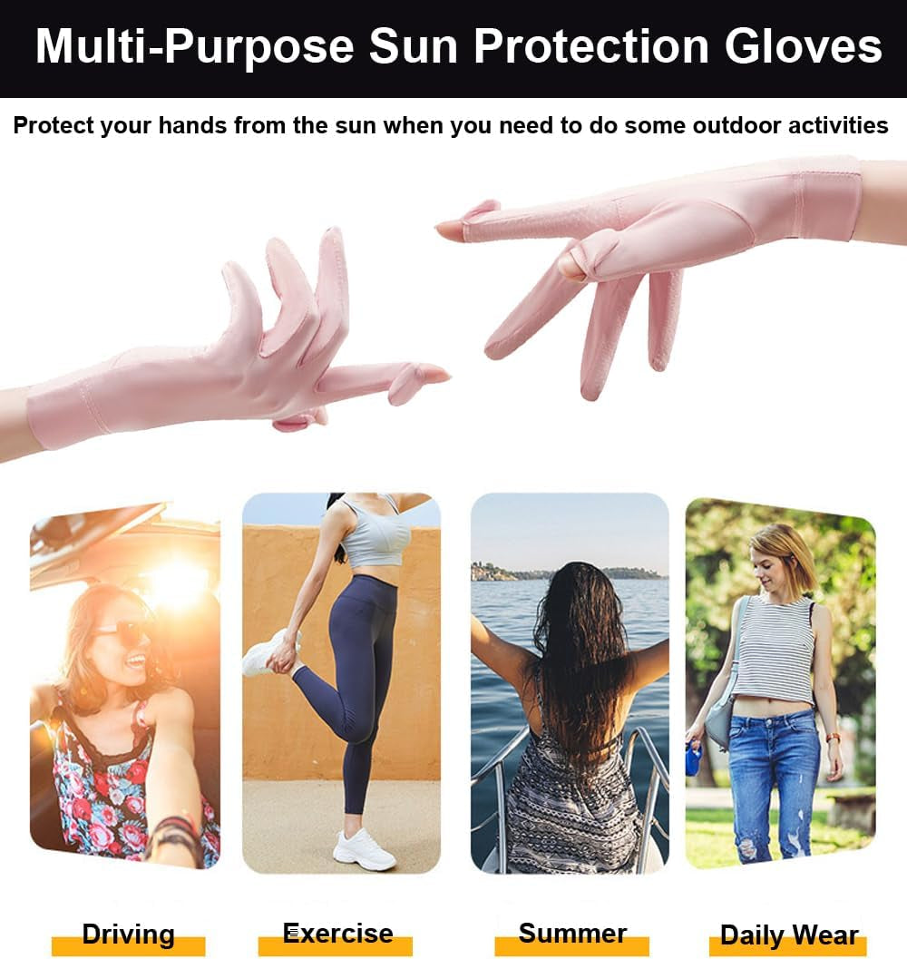 Ultra Thin Full Finger UV Protection Driving Gloves for Women, Ice Silk UV Summer Gloves