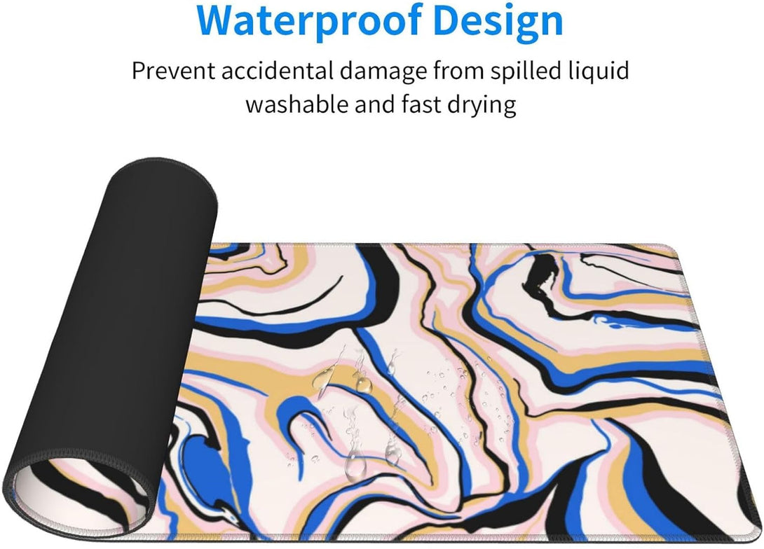 Abstract Marble Gaming Mouse Pad XL, Large Non Slip Rubber Mousepad, Stitched Edges Mouse Pads, Long Extended Mouse Pad,31.5'' X 11.8''