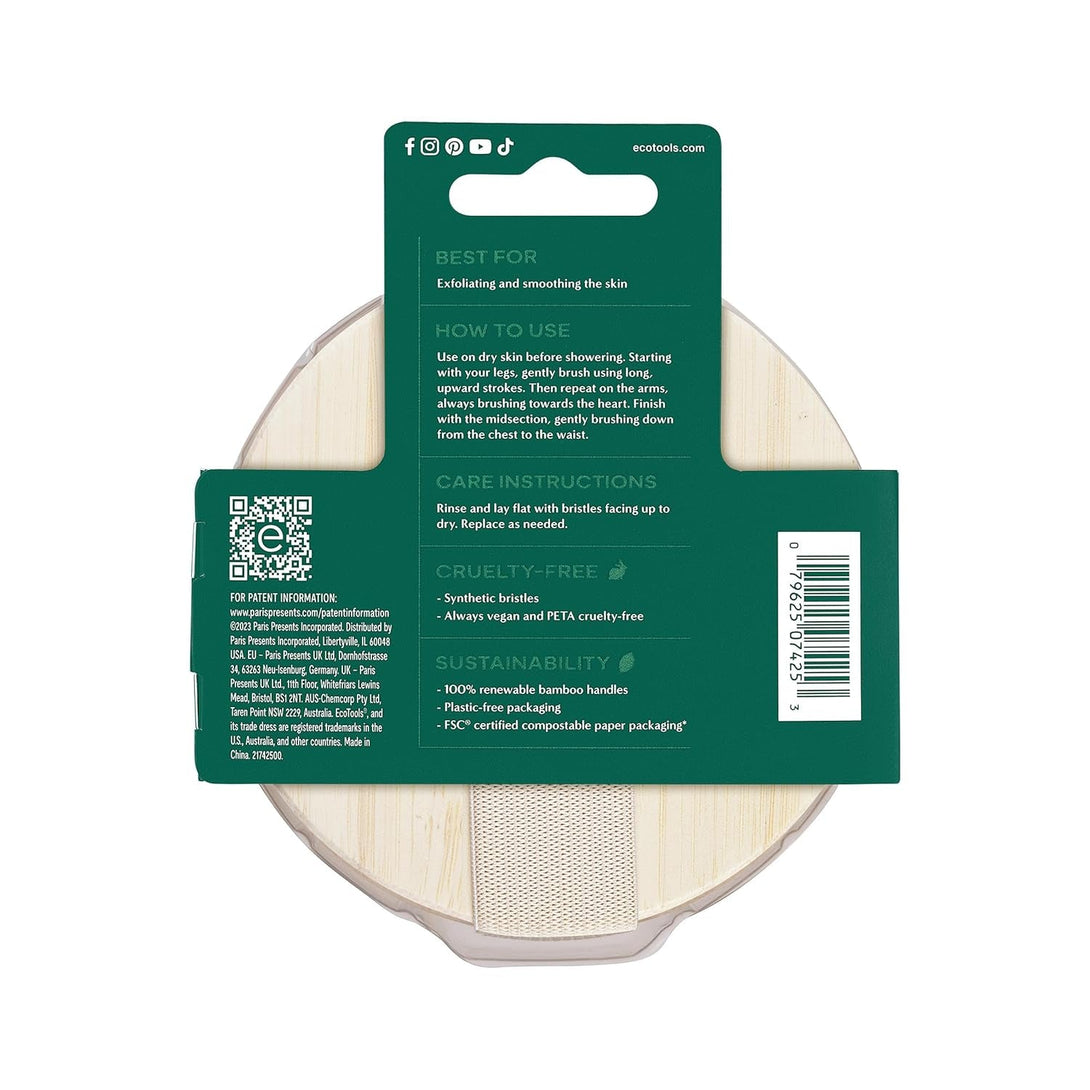 Ecotools Dry Body Brush, Cruelty-Free Bristles Exfoliate & Smooth Skin, Dry Brushing Removes Dry Skin, May Help Improve Circulation & Skin Tone, Eco-Friendly Skincare Tool, Vegan, 1 Count