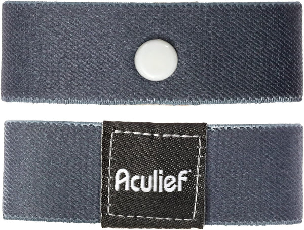 Aculief Acupressure Nausea Bracelet, Pressure Point Wristband for Motion Sickness Comfort and Chemotherapy, anti Nausea Wristband, Slim Reusable Morning Sickness Bands, Dark Gray