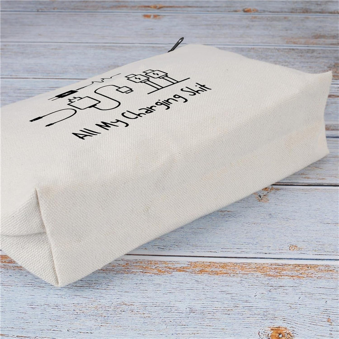 All My Charging Shit Bag,Fun and Versatile Bag with Charger Graphics, Teenage Boy Gift, Birthday Gifts, Travel Accessories (Style D)