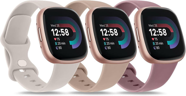 3 Pack Sport Bands Compatible with Fitbit Sense 2 / Versa 4, Classic Soft Straps for Fitbit Sense / Versa 3 Smart Watch