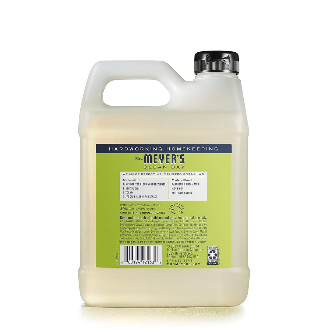 MRS. MEYER'S CLEAN DAY Liquid Hand Soap Refill, Cruelty Free and Biodegradable Formula, Lemon Verbena Scent, 33 Oz