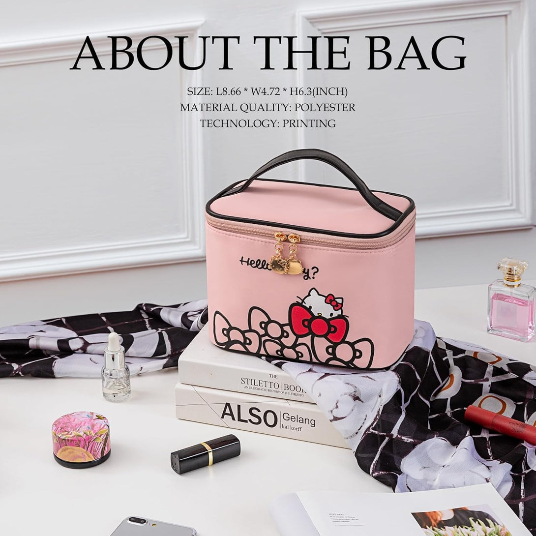 Ambealla Makeup Bag Large Waterproof Cosmetic Bags with Makeup Brush Holder, Cute Printed Makeup Organizer for Women Traveling,Portable Toiletry Bag for Girls