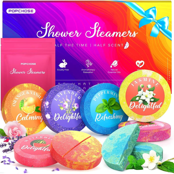 Shower Steamers Aromatherapy for Women - 8 Scents Bath Bombs with Gift Packing, Birthday Gifts for Women, Men, Dad, Grandma, Daughter, Self Care Shower Tablets, Stress Relief & Home Spa-Variety