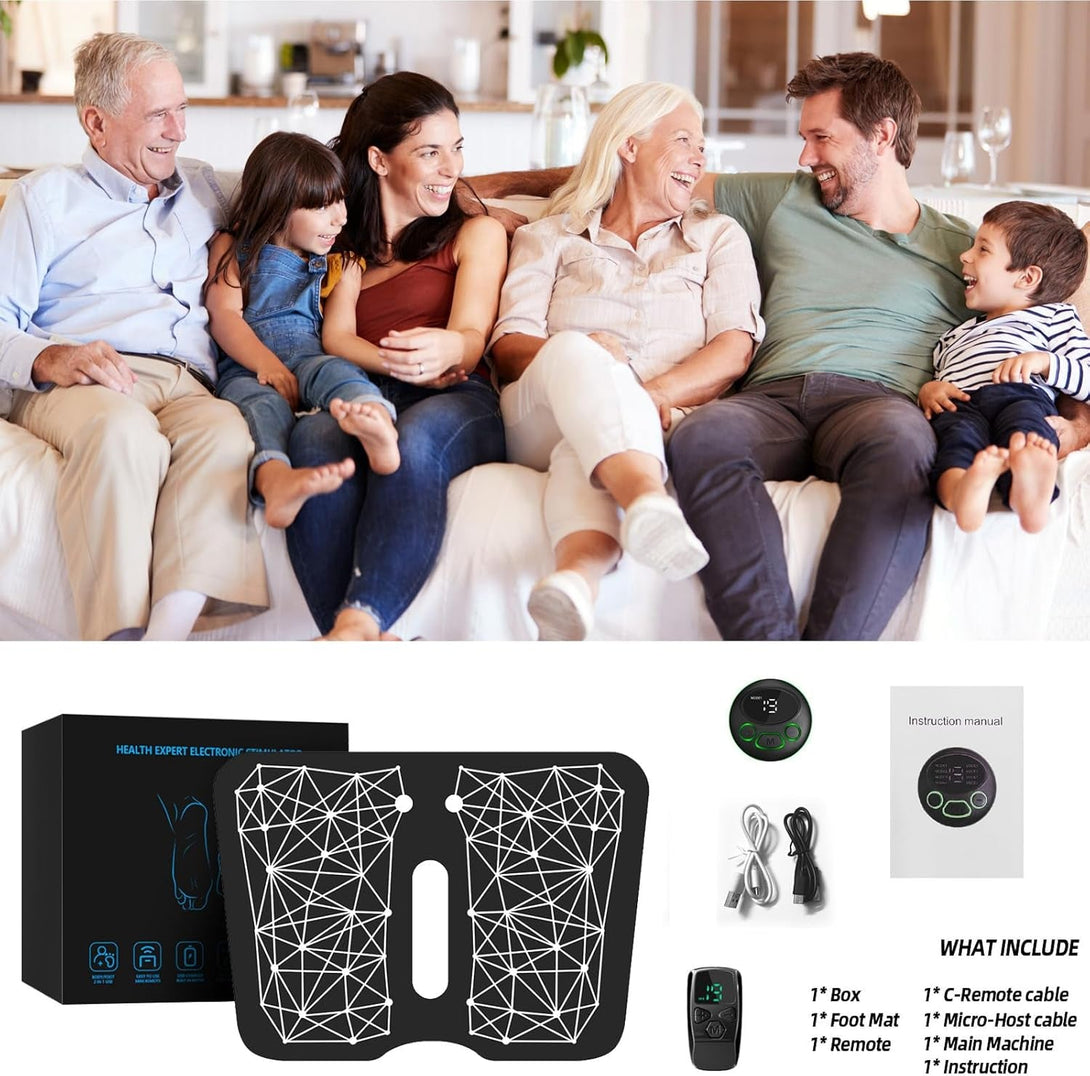 EMS Foot Massager Mat Back Massager for Neuropathy Pain Relief FSA HSA Eligible Electric Legs Feet Stimulator Machine Acupressure Pad with Remote Control