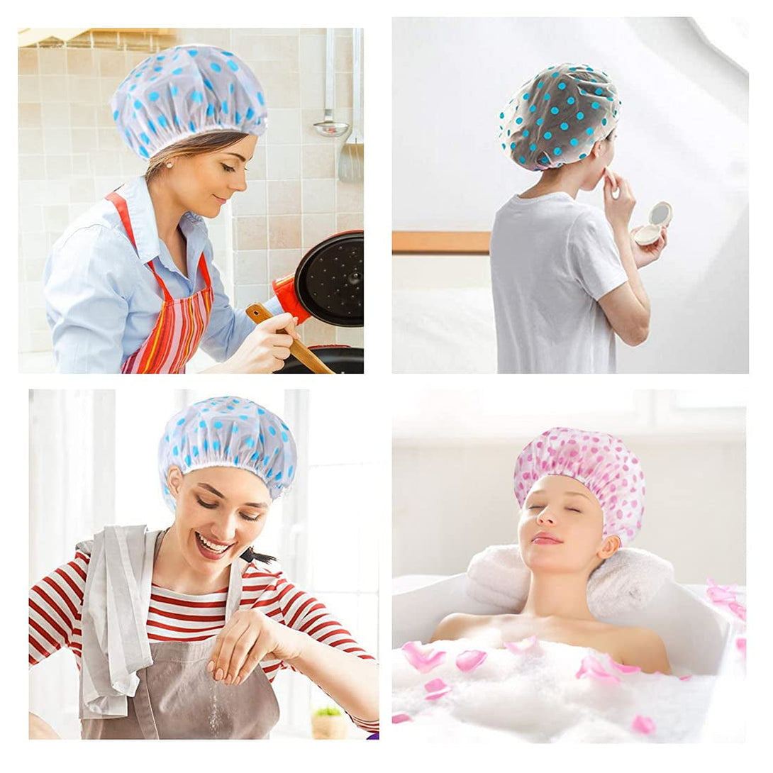 Shower Cap, 3 Pcs Waterproof Reusable Shower Caps Bath Hair Hat for Women Men Kids