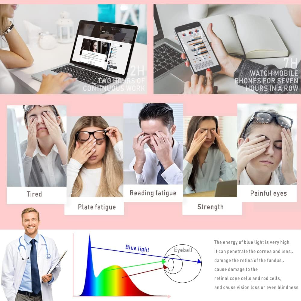 AFNWQI Fashion Square Blue Light Blocking Glasses - Clear Computer & Gaming Glasses for Women and Men