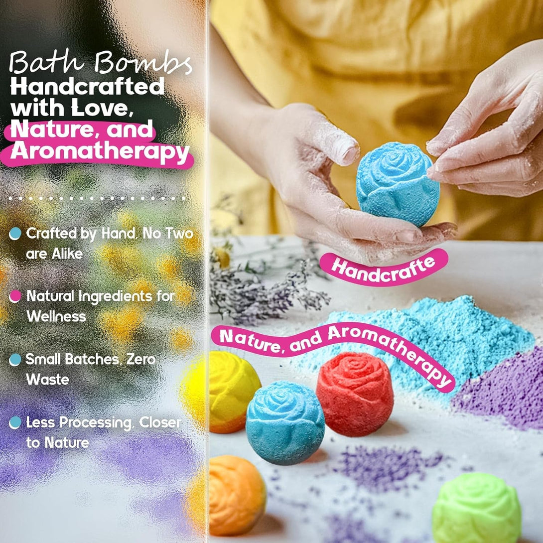 Mother'S Day Bath Bomb Gift Set – 30 Pack Rose-Shaped Bath Bombs with Natural Essential Oils, 6 Relaxing Scents, Handmade Spa Fizzies for Women, Men, Teens, and Kids, Perfect Self Care Birthday Gifts
