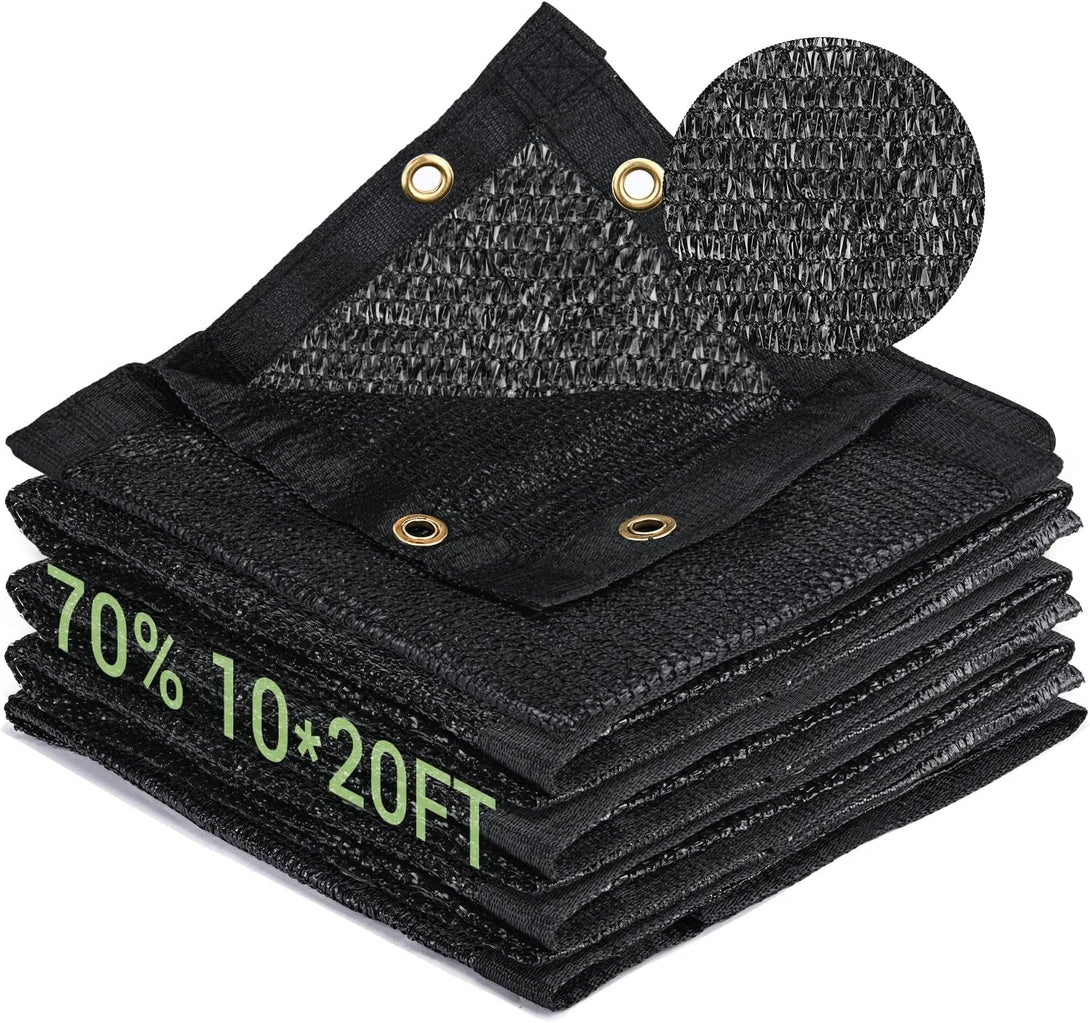 70% Garden Shade Cloth, 10X20Ft HDPE Mesh Tarp with Upgraded Grommets, Keten Uv-Resistant Outdoor Sun Shades for Greenhouse, Garden, Patio Plants, Pergola