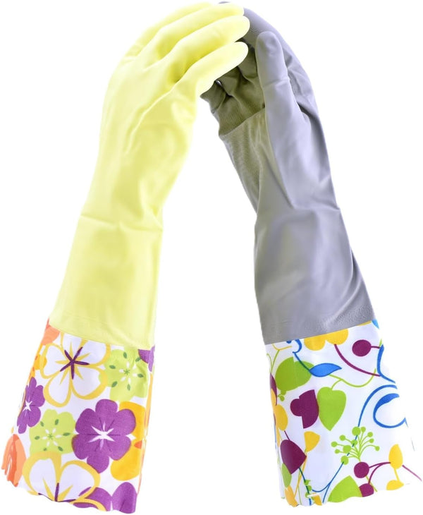 2 PAIRS Household Gloves Latex Free Cleaning Gloves with Soft Lining Long Cuff Waterproof