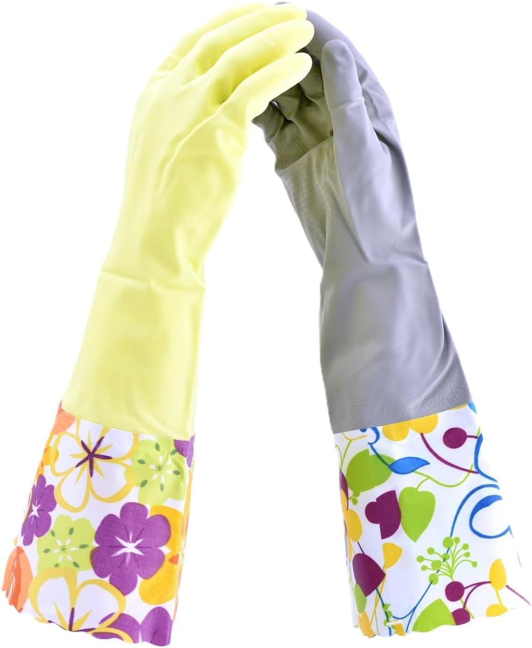 2 PAIRS Household Gloves Latex Free Cleaning Gloves with Soft Lining Long Cuff Waterproof