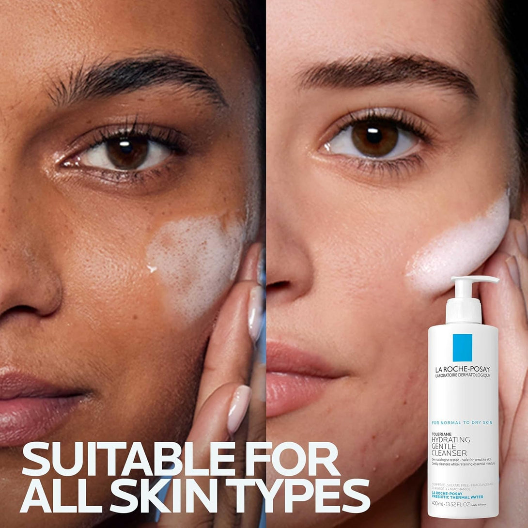 La Roche-Posay Toleriane Hydrating Gentle Face Cleanser, Hydrating Facial Cleanser with Niacinamide + Ceramides, Daily Face Wash for Dry Skin to Normal Skin, Sensitive Skin Tested, Fragrance Free