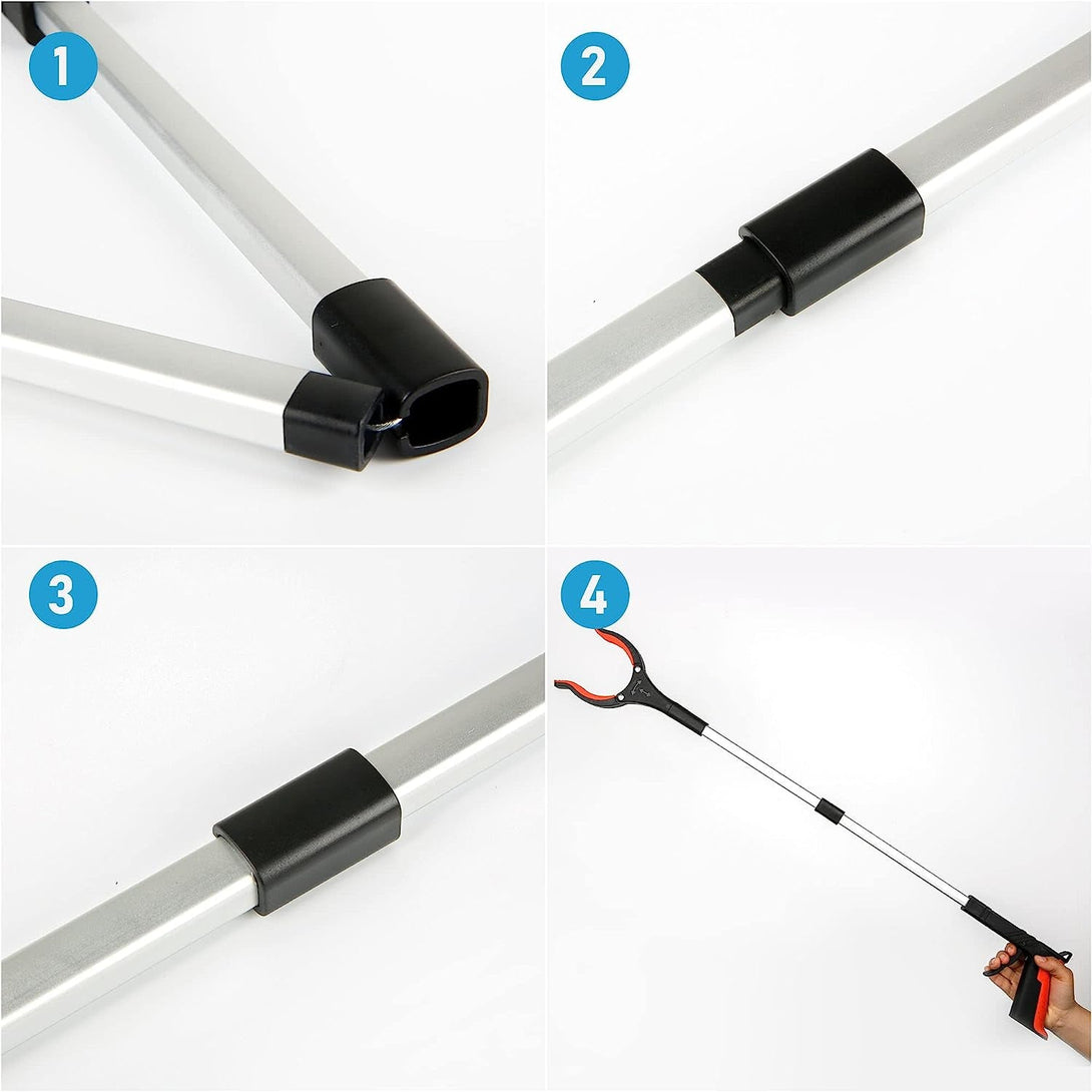 2025 Upgrade Grabber Reacher Tool, 360° Rotating Head, Wide Jaw, 32" Foldable, Trash Claw Grabbers for Elderly, Reaching Tool for Trash Pick up Stick, Litter Picker, Arm Extension (Orange3)