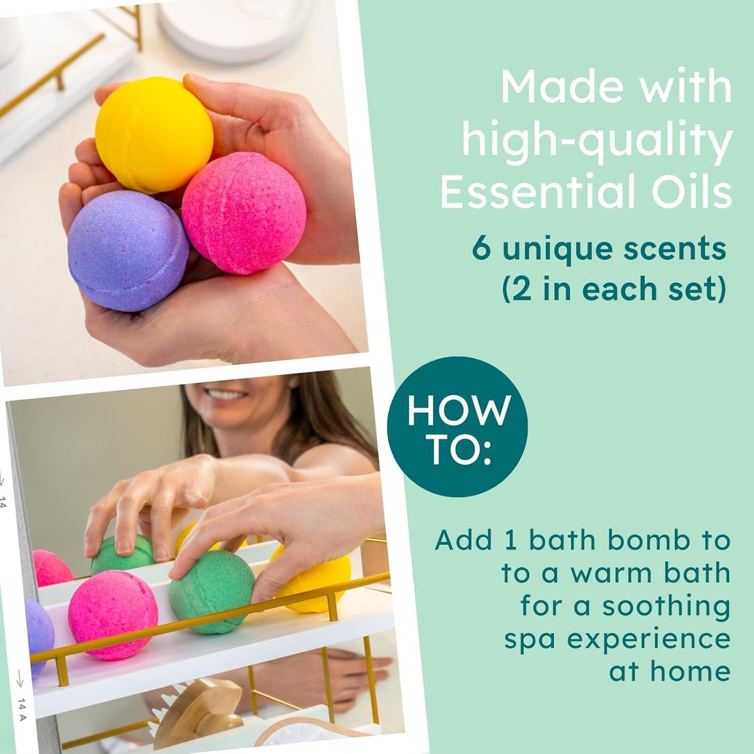 Anovina 12XL Bath Bombs Gift Set USA Made with Natural Essential Oils for Women & Kids – Aromatherapy Holiday Gifts Ideas. Mothers Day Gift Idea. Bath Bombs Gifts for Women Men and Kids