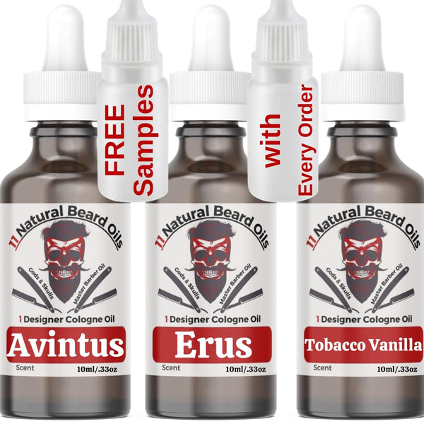 3-Pack Sample Set â€“ Beard Oil & Body Anti-Aging Cologne Oil â€“ Avintus, Erus, Tobacco Vanilla â€“ 10Ml Bottles