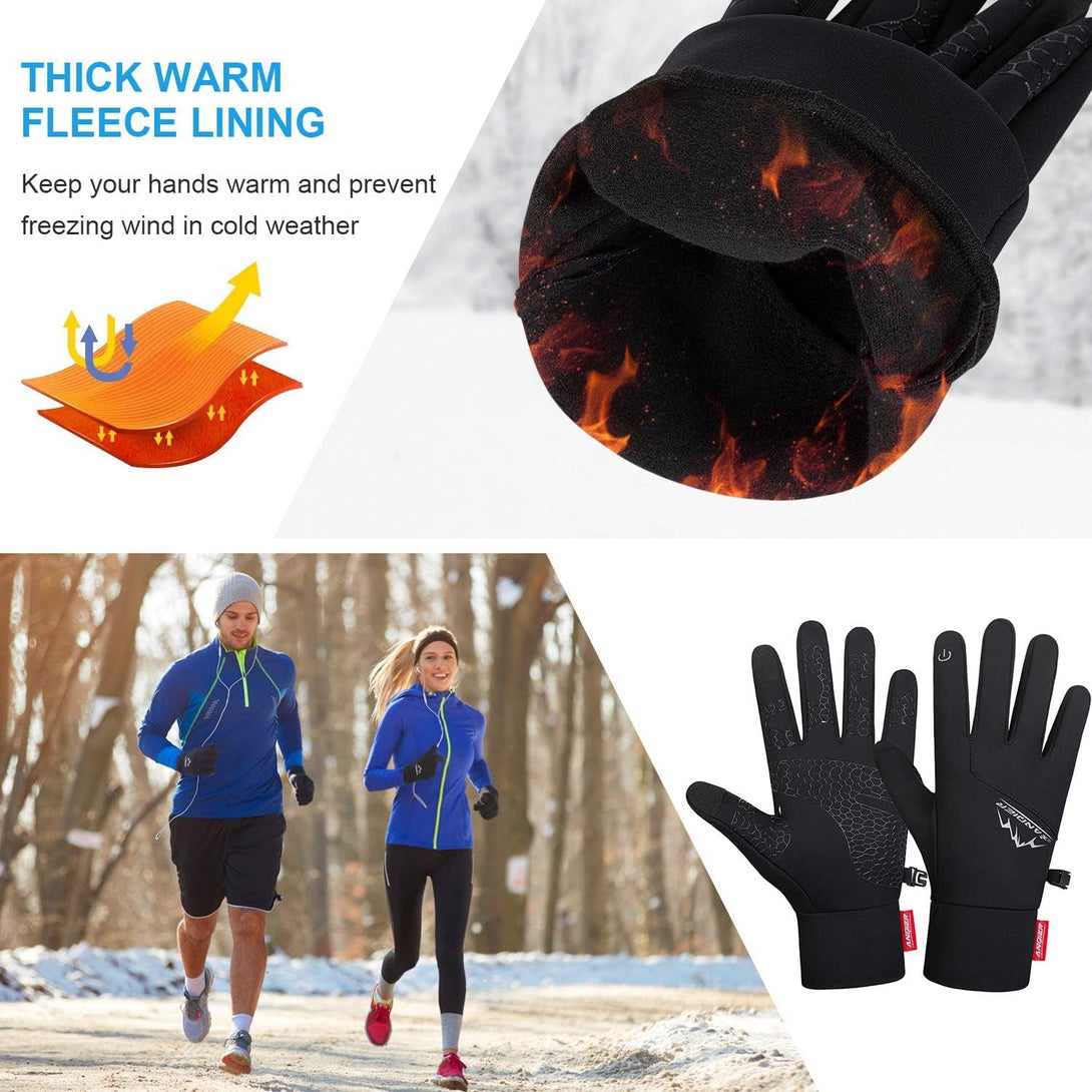 Anqier Winter Gloves, Windproof Warm Touchscreen Gloves Men Women for Cycling Running Outdoor Activities