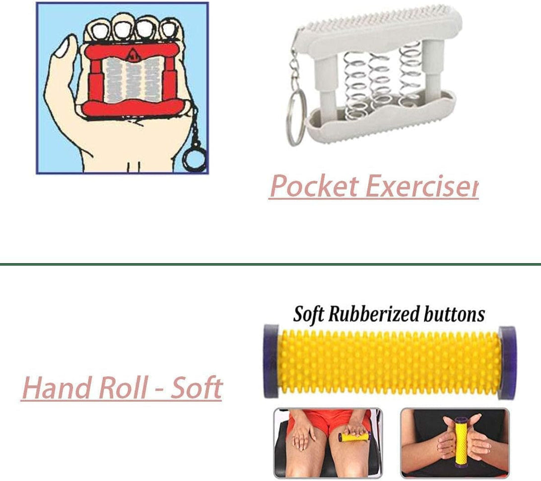 Acupressure Massager & Sujok Therapy Tools Combo Kit for Stress and Pain Relief (Natural Care) with Bio-Magnetic Power Foot Mat & Shoe Sole (Cut to Size) + Foot Roller-Pyramidal Cuts -Wooden
