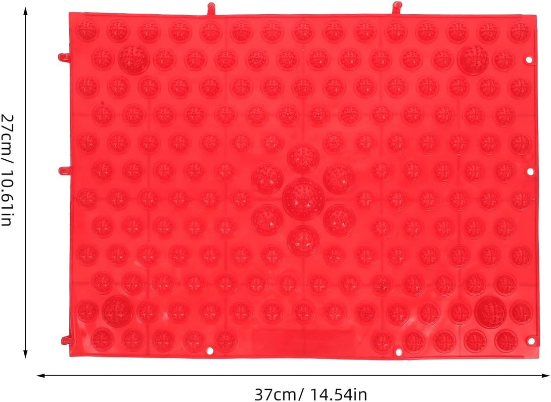 Reflexology Foot Massage Pad - Acupressure Mat for Blood Circulation, Stress Reliefs, and Foot Health, Home Therapy Massaging Plate (Red)