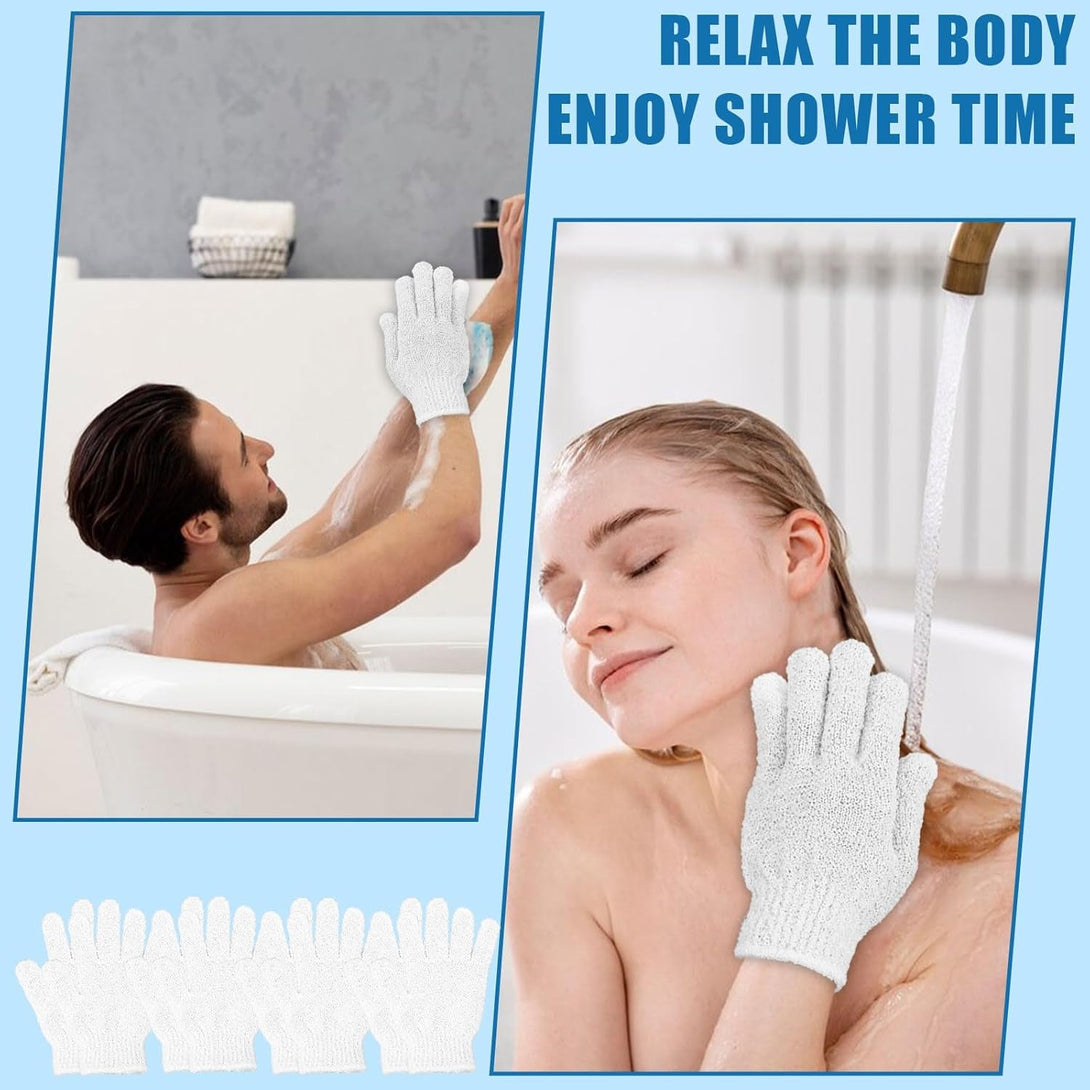 60Pcs Exfoliating Gloves Bulk, Scrub Gloves Exfoliating Body Scrubber Glove Exfoliator for Body Scrub Mitt, Bath Gloves for Shower Exfoliating Shower Gloves for Women Bathing Accessories(White)