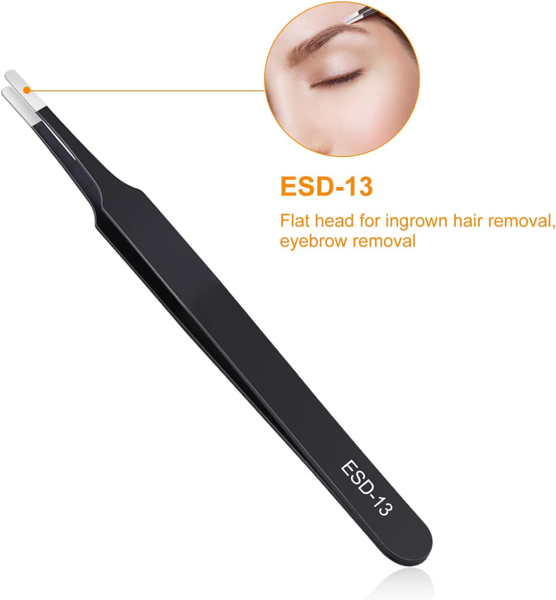 3PCS Precision Tweezers Set, Upgraded Anti-Static Stainless Steel of Tweezers, for Electronics, Soldering, Laboratory Work, Jewelry-Making, Model, Craft