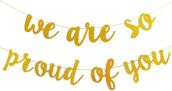 2025 Graduation Banner Party Decorations Gold, We Are so Proud of You Banner 2025 Graduation Banner Congratulations Banner for Gold High School College Graduation Party Decorations 2025
