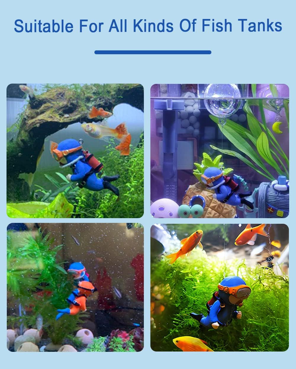 2-Pack Floating Fish Tank Decorations Little Diver Aquarium Decoration Aquarium Accessories Fish Playmate for Fish Tank Suitable for All Kinds of Fish Tanks Swimming Pool