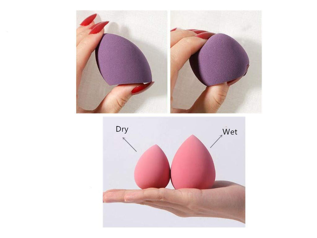 4 Pcs Dry and Wet Use Makeup Sponge Set Blender Beauty Foundation Blending Sponge for Liquid, Cream, and Powder with Egg Holder Box