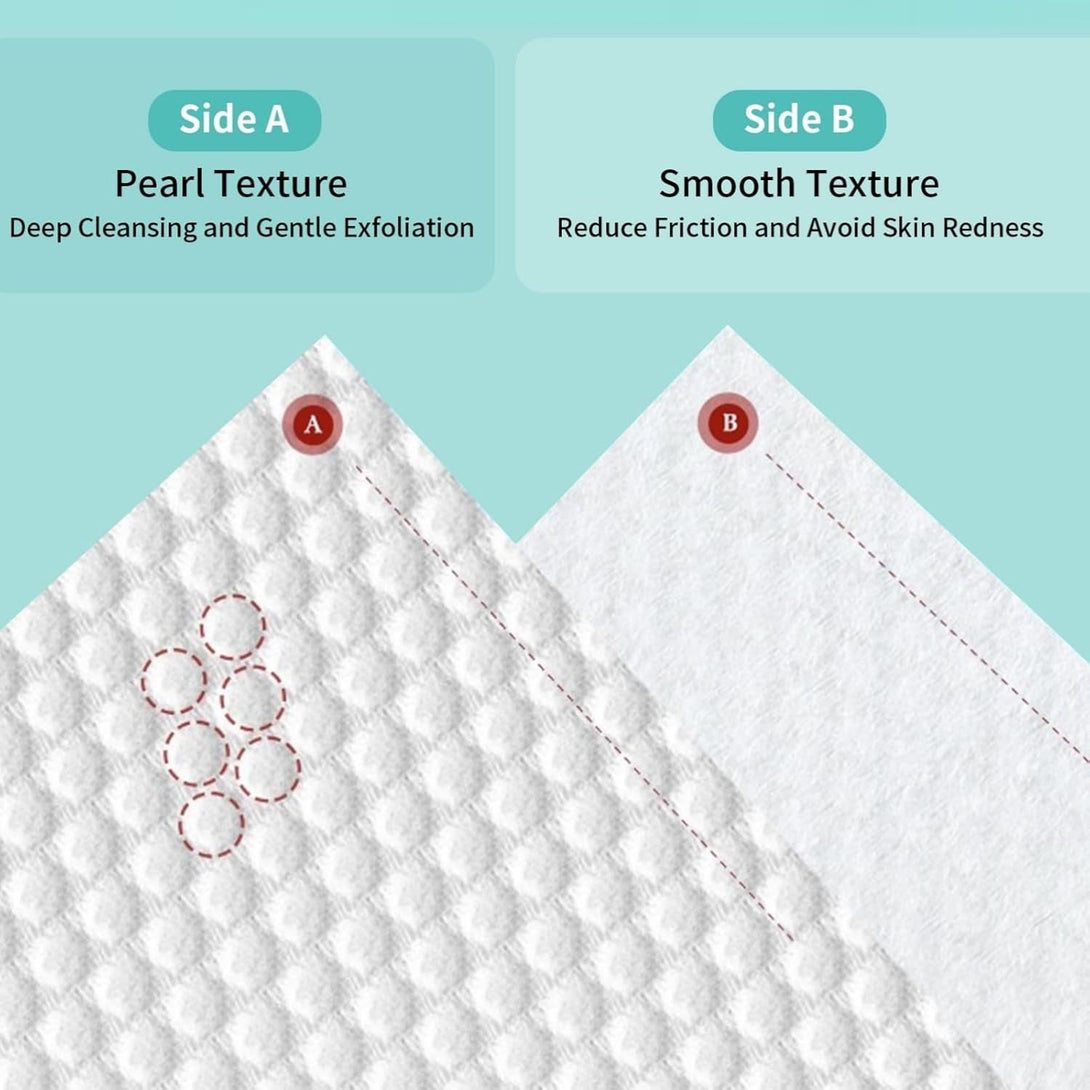Disposable Face Towels,Ultra Thick Face Towelettes XL, Lint-Free Facial Wipes for Makeup Removal & Gentle Skin Care,50 Count, 10"×12", Pearl-Textured,Eco-Friendly