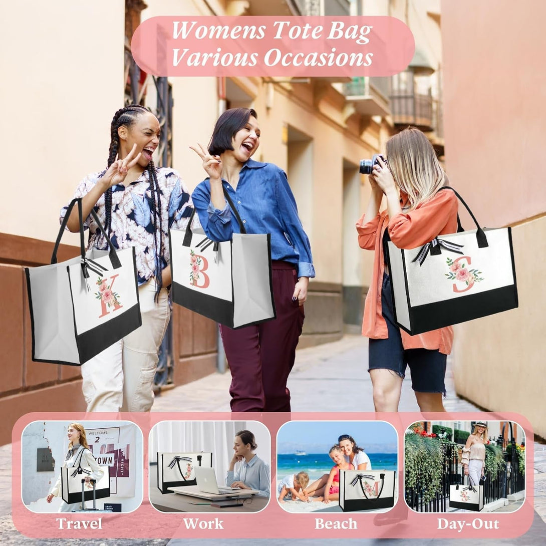 TRSODD Birthday Gifts for Women Mothers Day Gifts for Mom Wife Grandma Daughter Sister Teacher Appreciation Tote Bag and Makeup Bag Set B