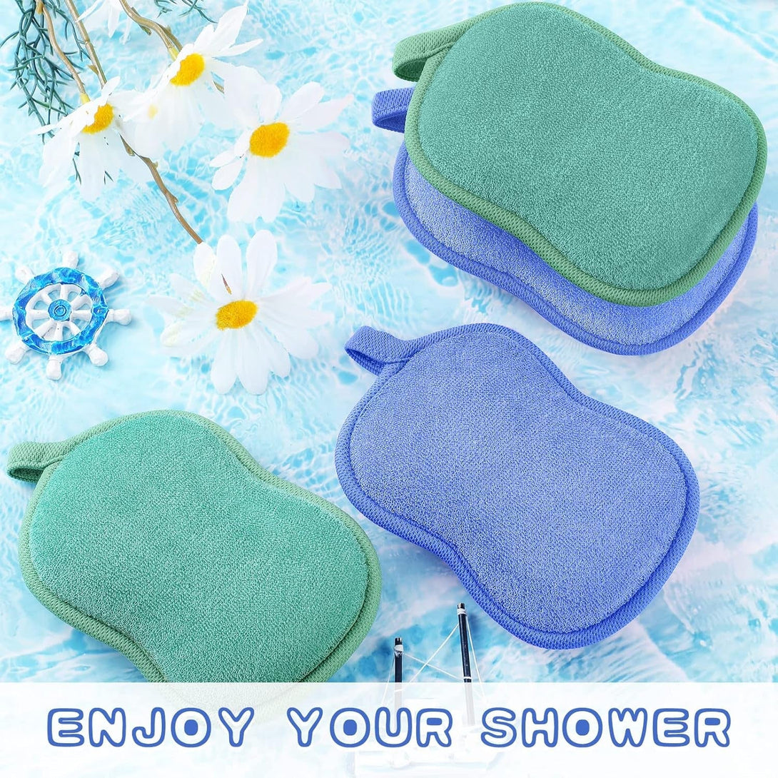 Tatuo 4 Pieces Baby Bath Sponge Cotton Baby Sponge Toddler Soft and Absorbent Loofah for Kids Babies Men Women(Green, Blue)