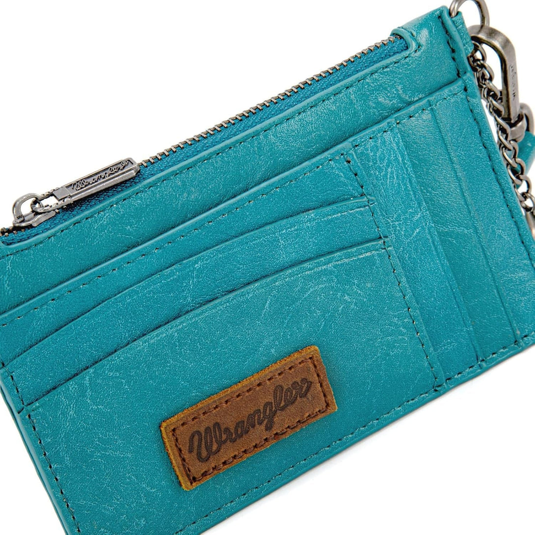 Montana West X Wrangler Wallet Card Holder RFID Credit Card Holder for Women Small Card Wallet Keychain Wallet with Wristlet Strap
