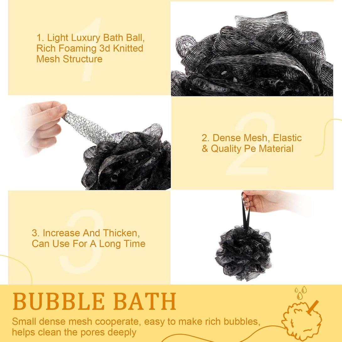 12 Pcs Bath Loofah Shower Sponge 50G Body Back Scrubber Soft Mesh Shower Puffs Exfoliating Loofa for Men Women Bath Accessories Cleaning Tool(Gold and Black)