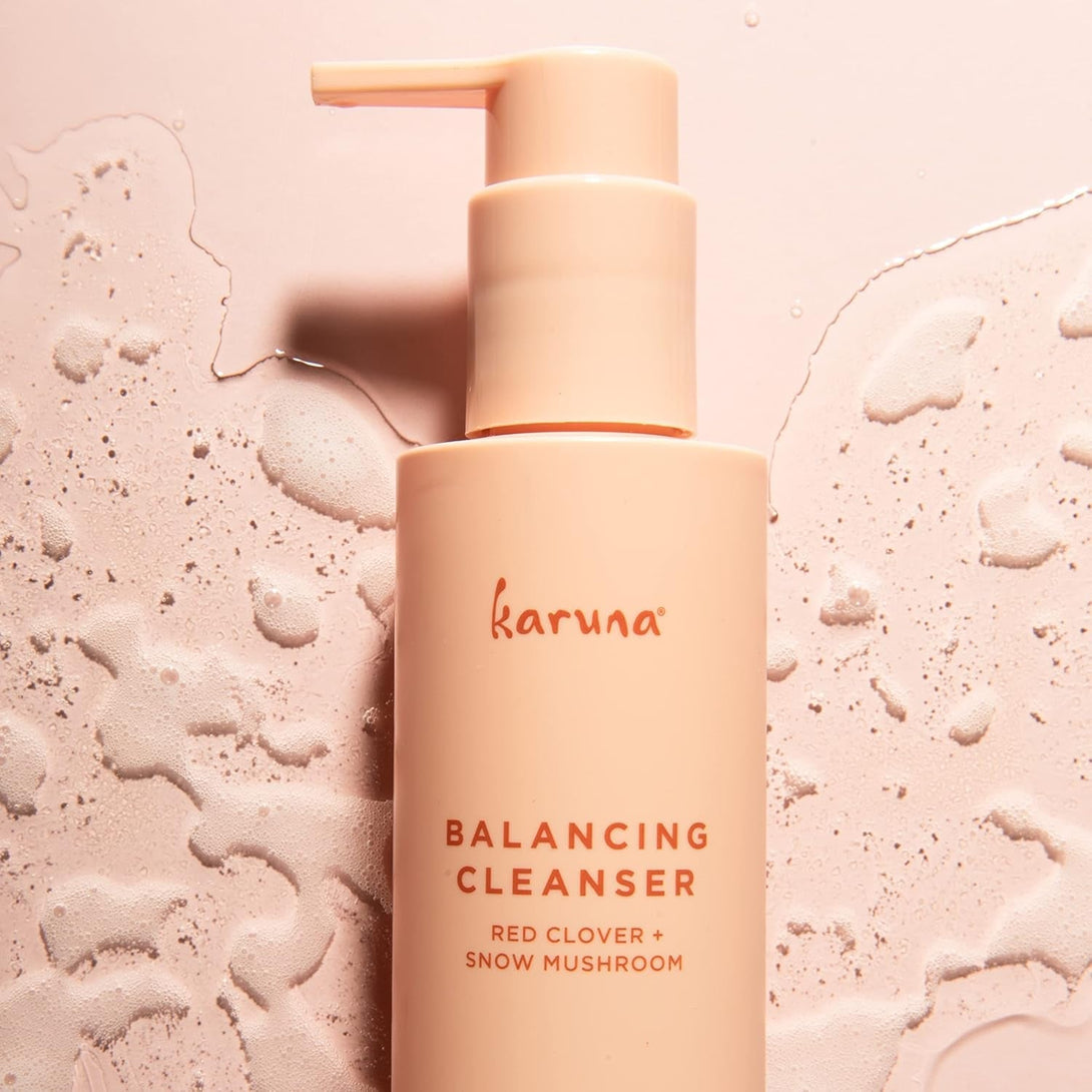 Karuna Balancing Facial Cleanser with Red Clover, Snow Mushroom, Lavender Flower Water, Hydrating, Soothing Foaming Face Wash, Facial Cleanser, 150 Ml