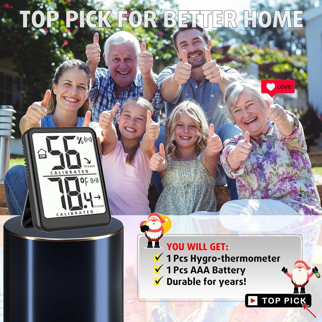 Antonki Room Thermometer Small Hygrometer Indoor Humidity Monitor Sensor, Digital Temperature and Humidity Meter Gauge for Home, Baby Nursery, Reptile, Greenhouse - Battery Included