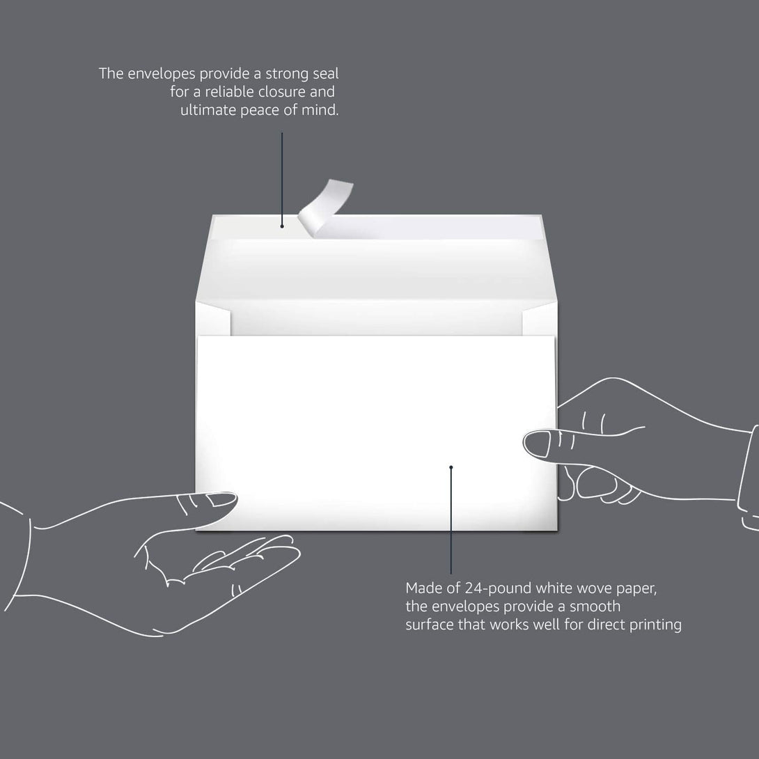 Amazon Basics A9 Blank Invitation Envelopes with Peel and Seal Closure, 5-3/4 X 8-3/4 Inches, White - Pack of 100