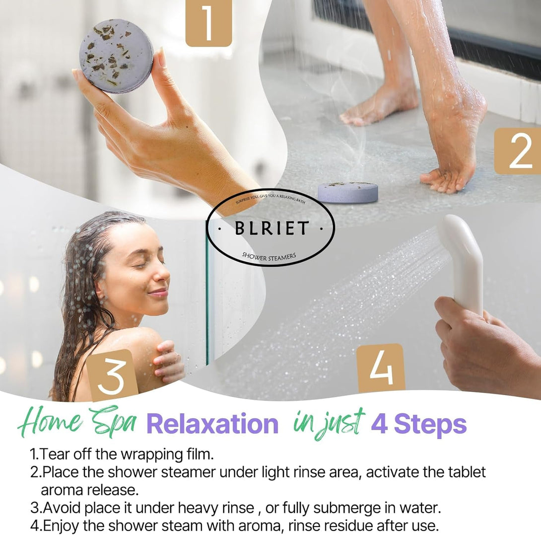 Shower Steamers Aromatherapy BLRIET 8 Pack Gifts for Women Mother Day Gift Mom Men, Birthday Gifts for Her Stress Relief Home Spa, Lavender Natural Essential Oil Self Care Relaxation Shower Bombs Teen