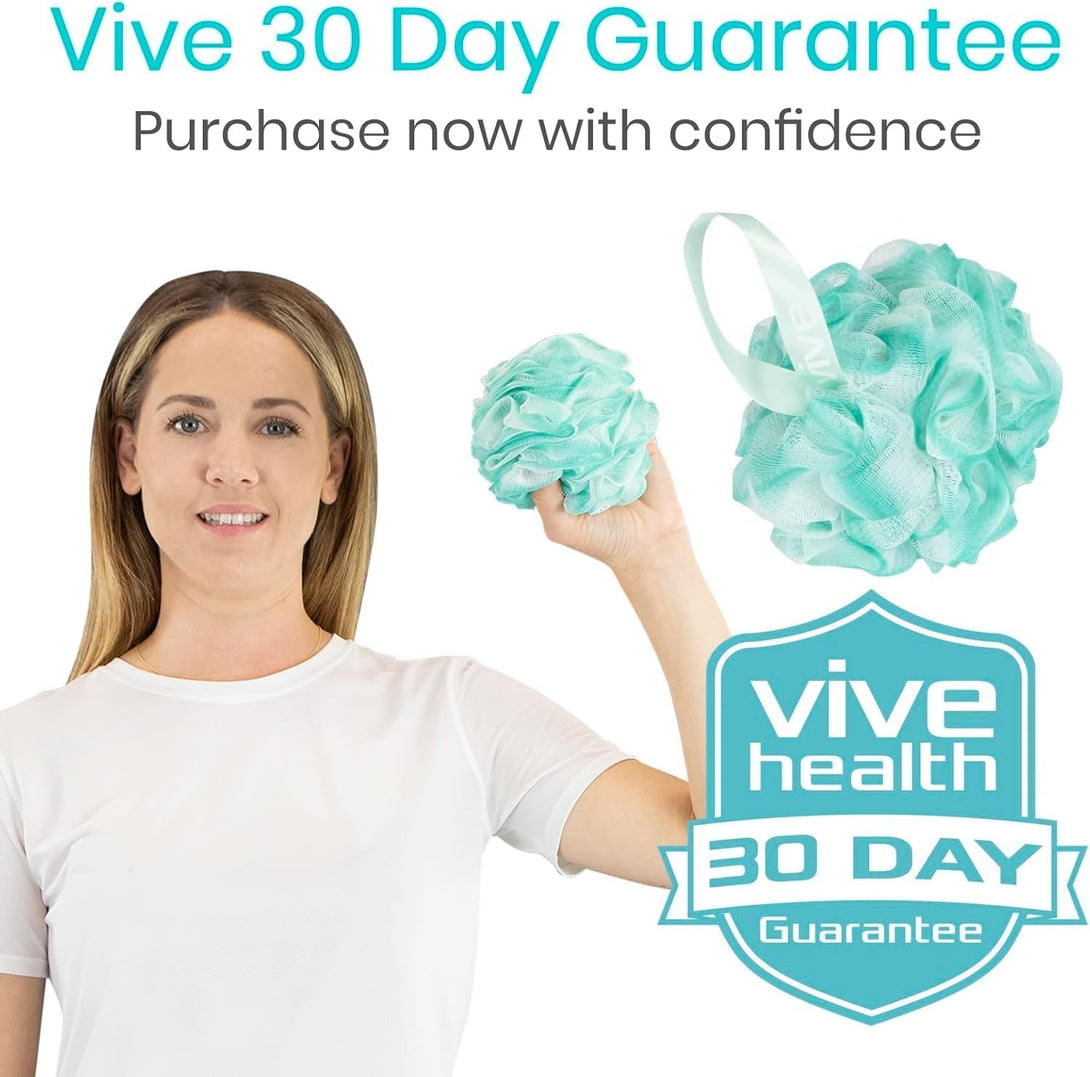 Vive Loofah Sponge Replacement (4 Pk) Shower & Bath Pouf Scrubber for Back & Body Exfoliation, Works with Vive Interchangeable Loofa Handle Long Brush (Replacement Sponge Black and Blue (4 Pack), 4)