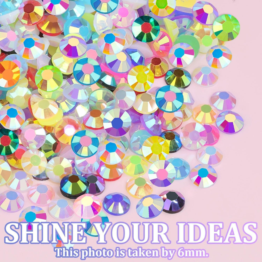 18000Pcs Resin Jelly Rhinestones for Crafting, Multicolor 3Mm Flatback Rainbow Gems, Bedazzling Crystal with 3Pcs 10Ml B7000 Jewelry Glue for DIY Crafts Clothing Shoes Nail Art