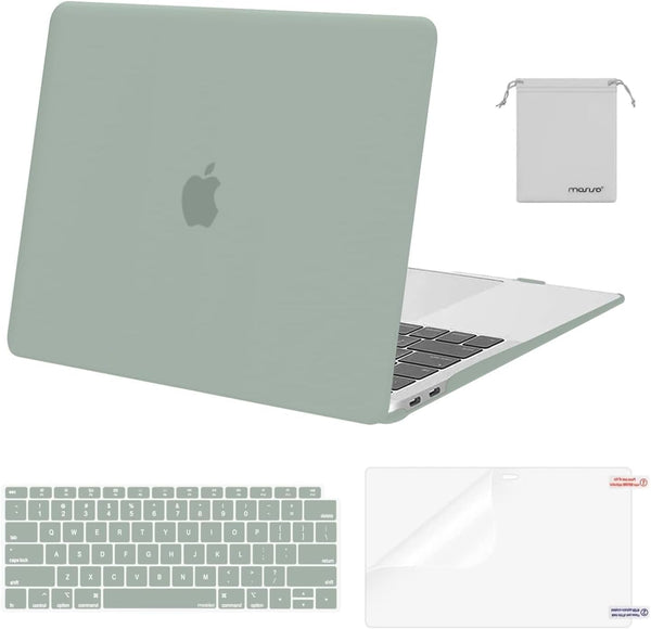 MOSISO Compatible with Macbook Air 13 Inch Case 2022, 2021-2018 Release A2337 M1 A2179 A1932, Plastic Hard Shell&Keyboard Cover&Screen Film&Storage Bag for Macbook Air 13.3 Inch Case, Antique Green