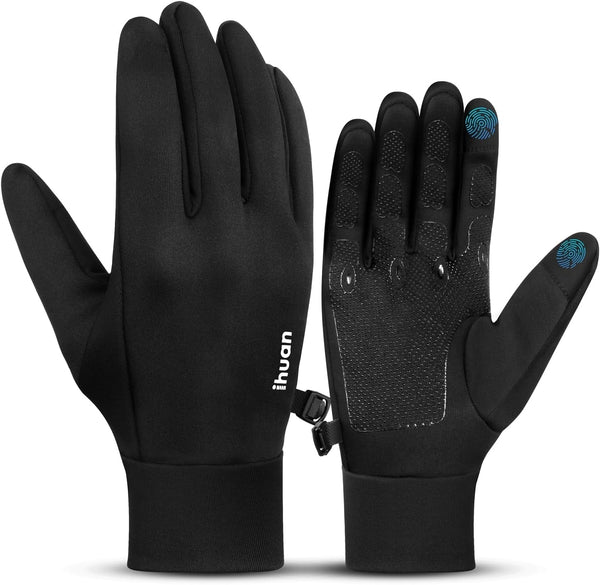 Ihuan Lightweight Winter Running Gloves for Women Men, Sensitive Touch Screen Fingers for Cold Weather, Thermal Material for Working and Outdoor Sports, Soccer Cycling Camping Hiking Driving.