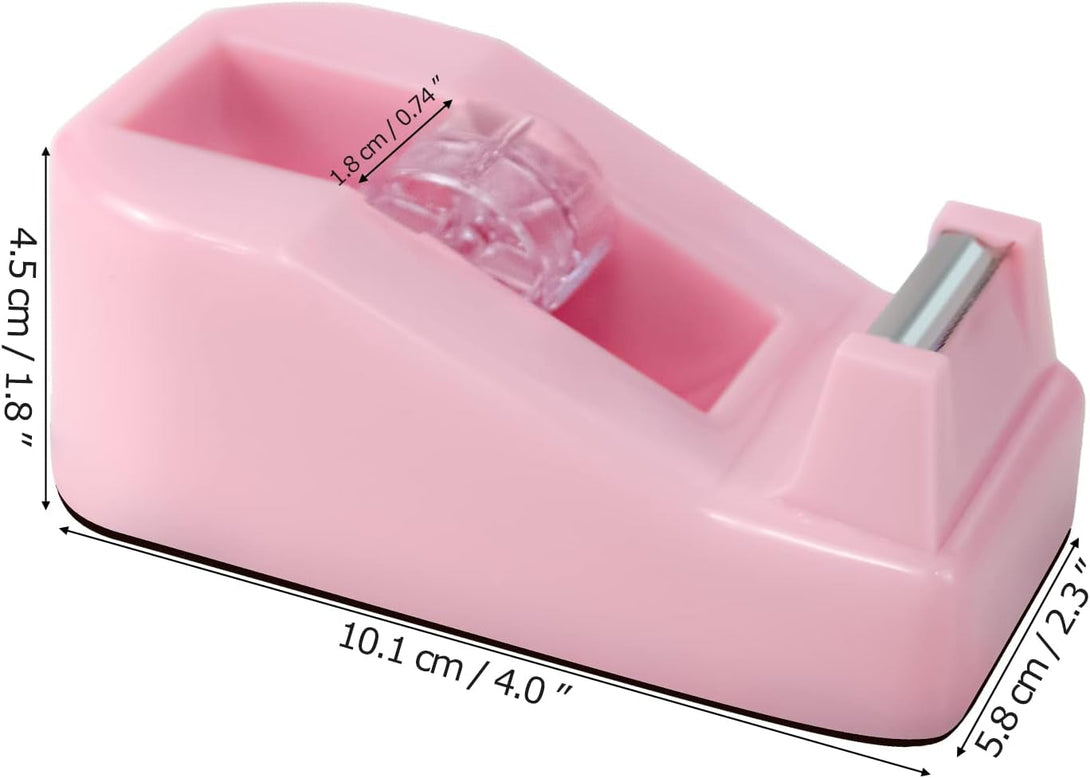 1Pcs Desktop Tape Dispenser Adhesive Roll Holder with Weighted Nonskid Base, Pink (Tape Not Included)