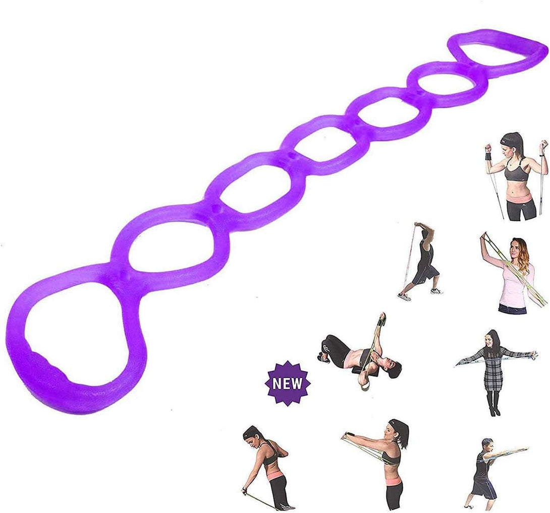 7 Ring Stretch Resistance Exercise Band, Miracle Miles Band, Yoga Stretching, Arm, Shoulders Foot, Leg Fitness Home Gym Physical Therapy Band