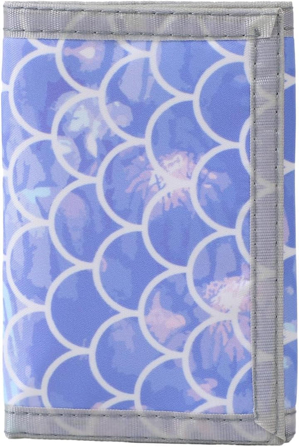 Leyeve Wallet,Teen Wallet with Coin Pocket,Kids Wallets for Boys,Rfid Trifold Canvas Outdoor Sports Wallet for Kids,Front Pocket Wallet with Magic Sticker-Blue Ripples