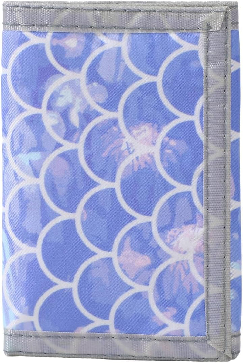 Leyeve Wallet,Teen Wallet with Coin Pocket,Kids Wallets for Boys,Rfid Trifold Canvas Outdoor Sports Wallet for Kids,Front Pocket Wallet with Magic Sticker-Blue Ripples