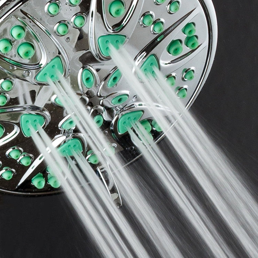 Aquadance Antimicrobial – Anti-Clog High-Pressure 6-Setting Shower Head with Microban Nozzle Protection from Growth of Mold, Mildew & Bacteria for Stronger Shower! 4" Coral Green