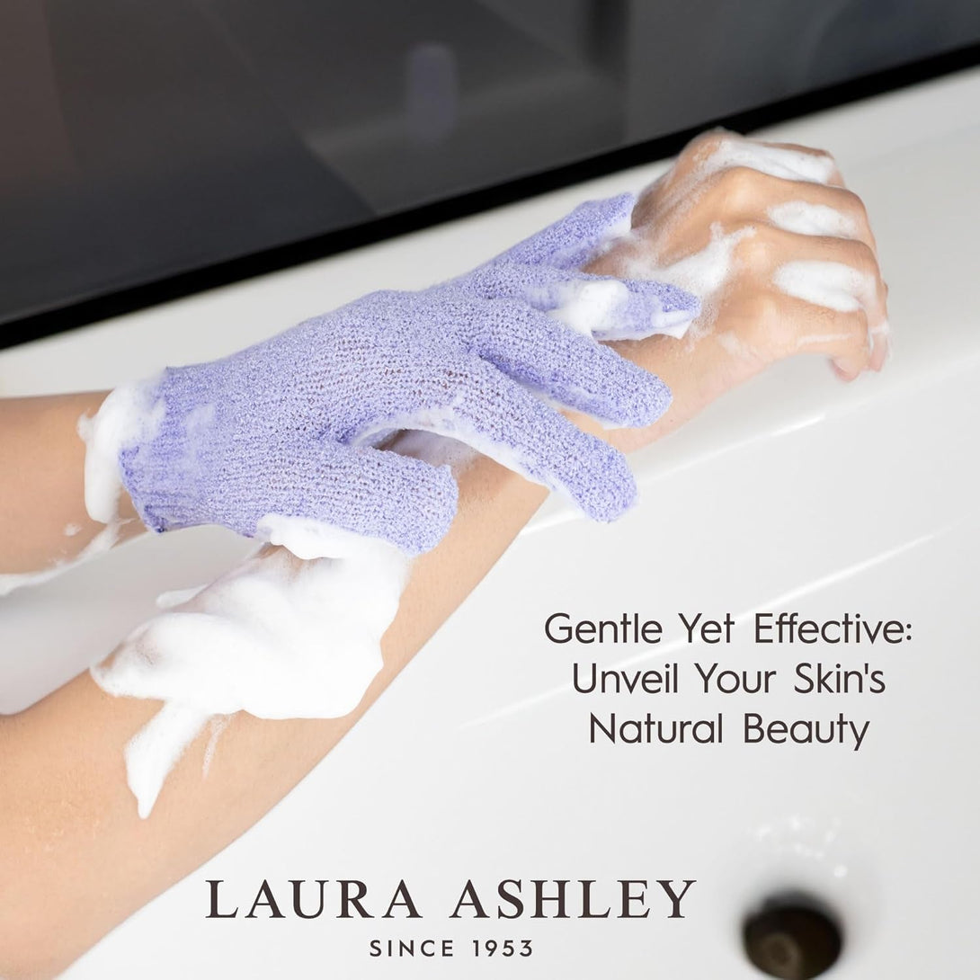 Laura Ashley Exfoliating Gloves Body Scrubber 8Pcs, 4 Pairs Women'S Exfoliating Body Scrubber for Bath and Shower
