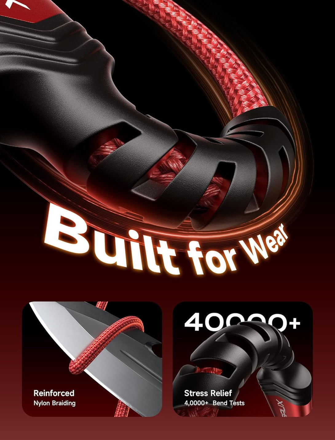 JSAUX USB C Cable [2-Pack 6.6Ft], USB a to USB Cord 3.1A Fast Charging Compatible with Iphone 16/16 Plus/16 Pro/16 Pro Max/Iphone 16E/Iphone 15 Series, Samsung S20 S10 S9, Note 20 10, Car Play - Red