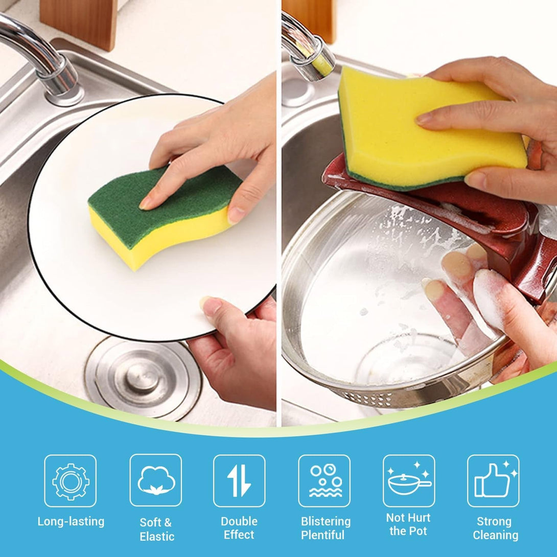 AIDEA Heavy Duty Scrub Sponge-50 Count, Cleaning Sponge, Kitchen Dish Sponge, Effortless Cleaning Eco Scrub Pads for Dishes,Pots,Pans All at Once